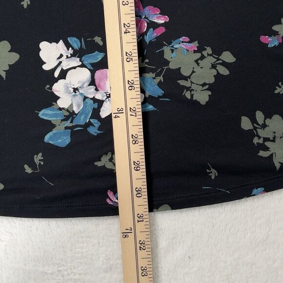 J Jill Wearever Collection Tunic Top Women Sz XL Black Floral 3/4 Sleeve Stretch - Picture 8 of 9